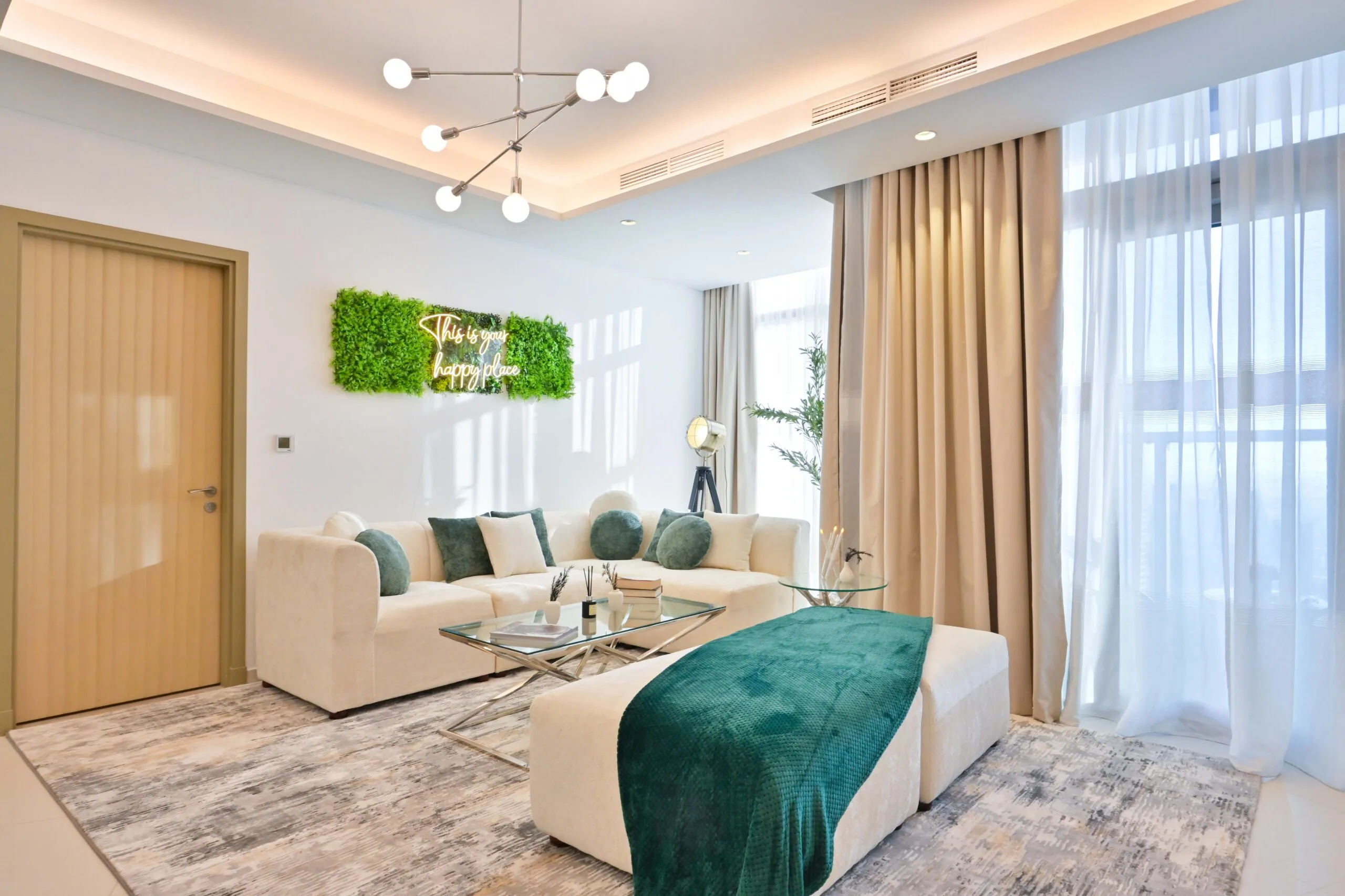 Living room with modern furniture and elegant decor