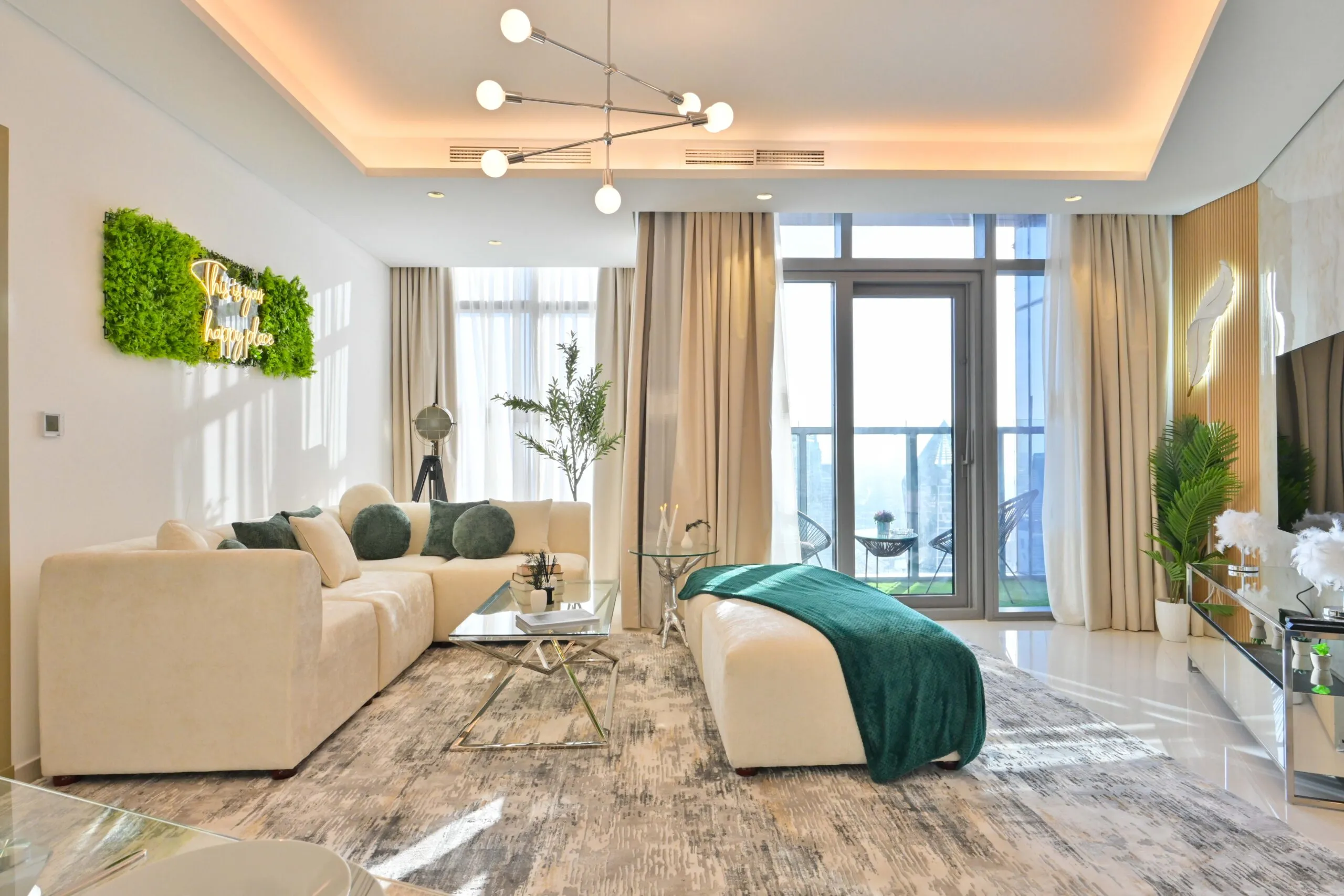 Spacious open-plan living area with contemporary design