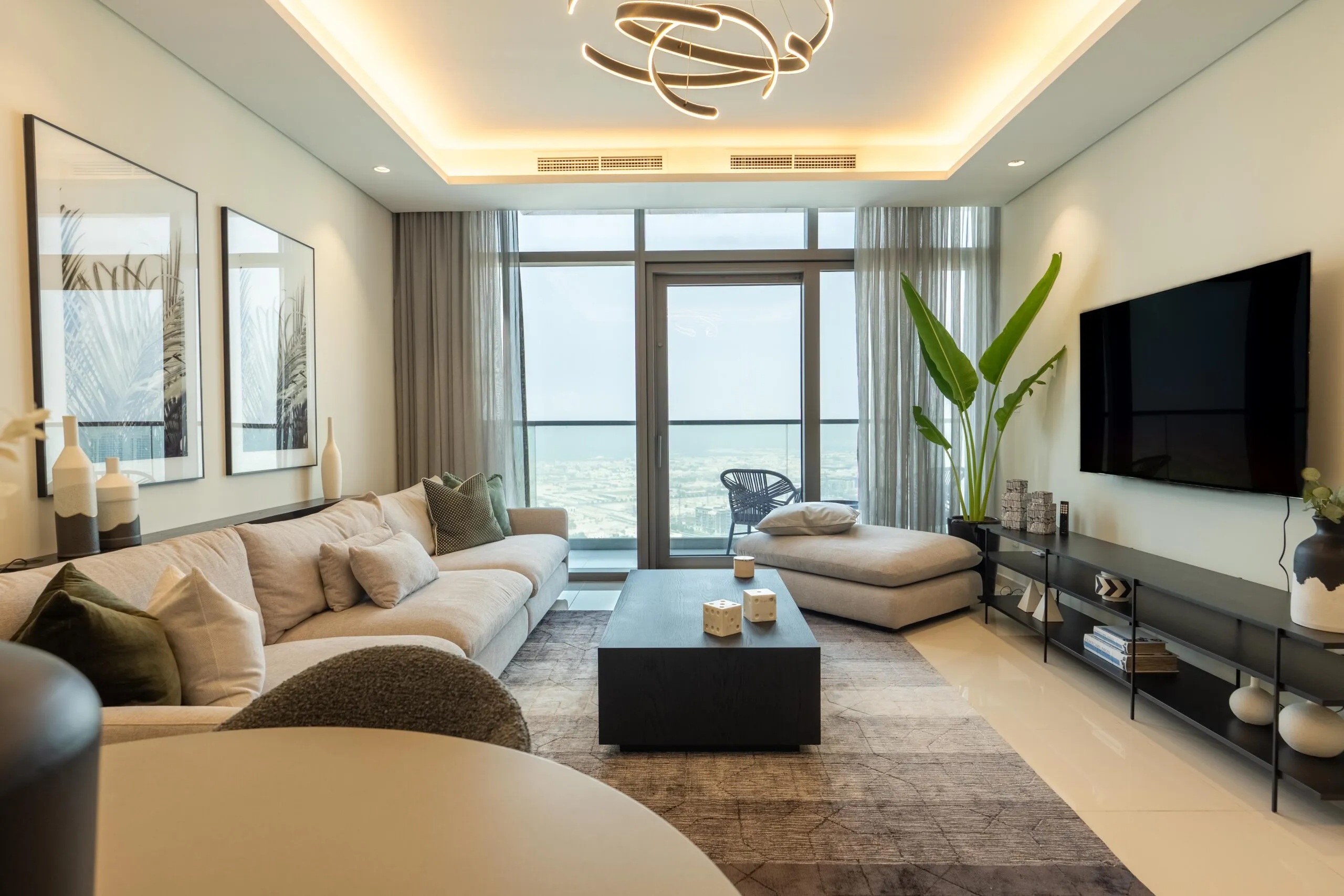 Spacious open-plan living area with contemporary design