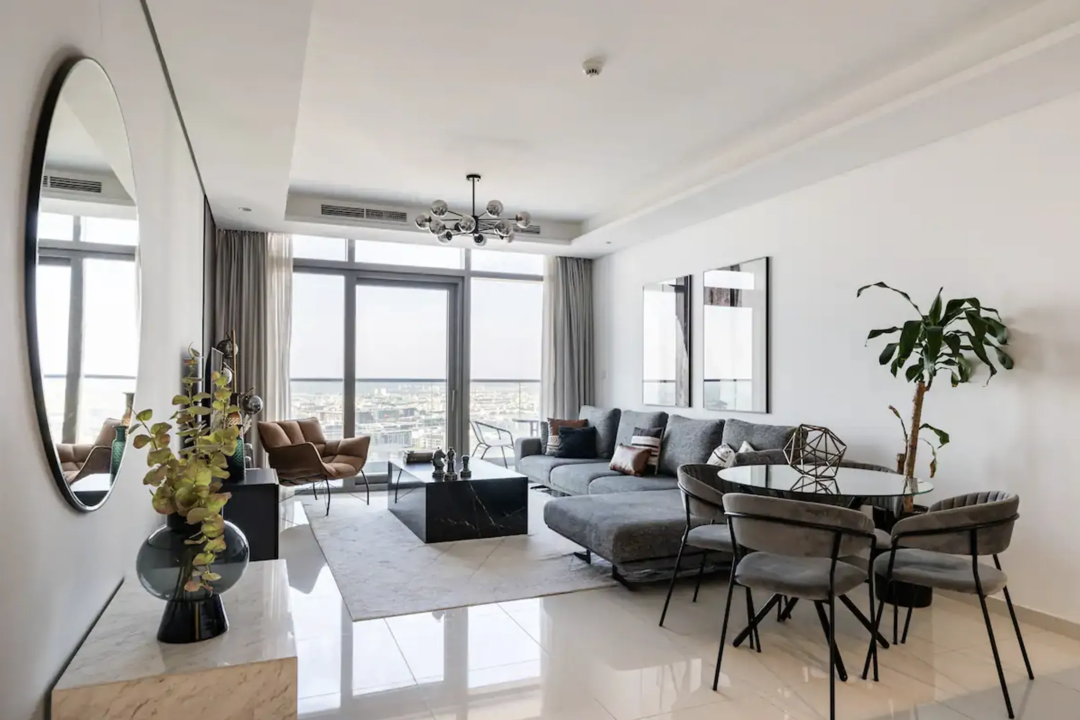 Living room with modern furniture and elegant decor