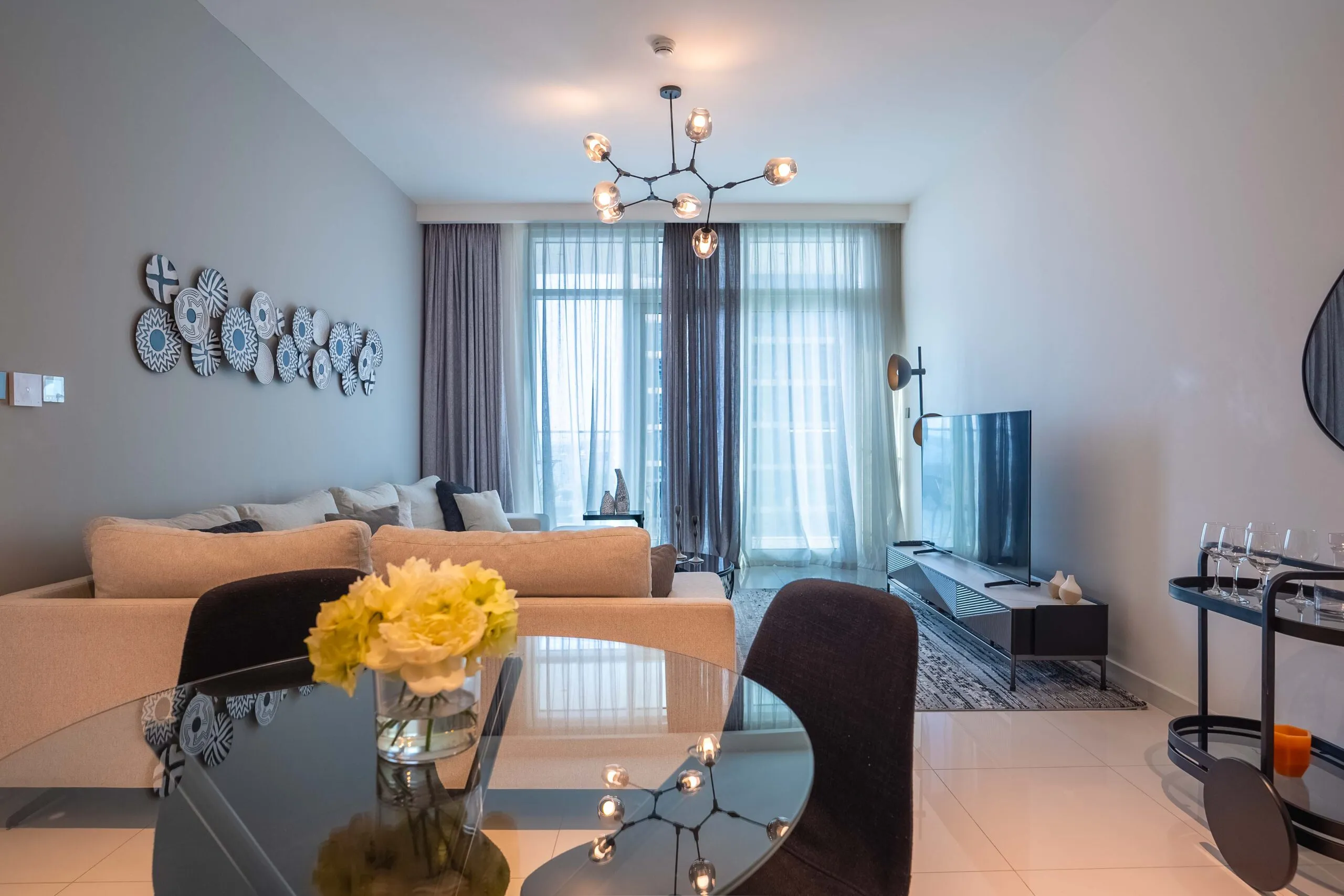 Living room with modern furniture and elegant decor