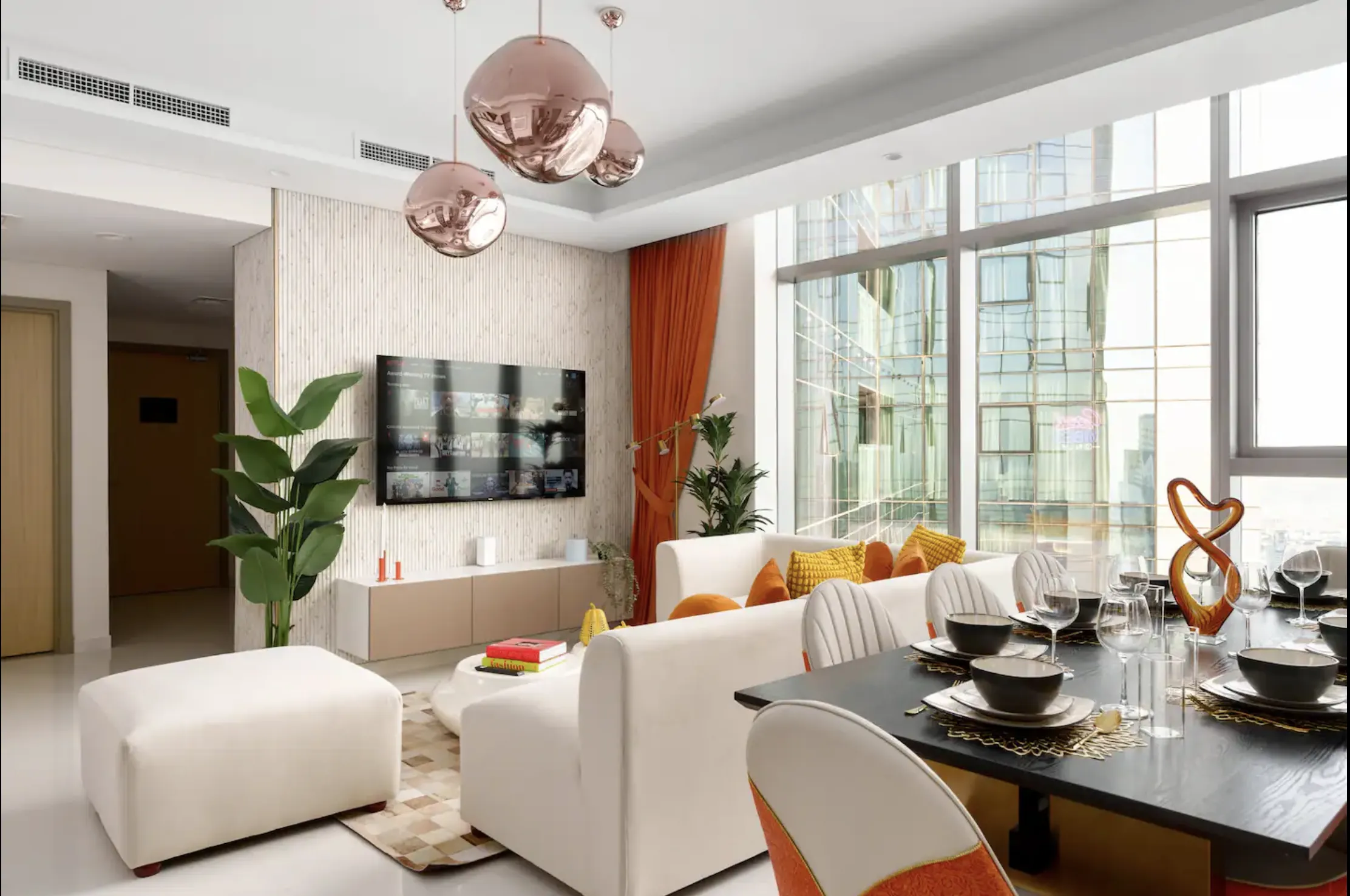 Elegant dining space with luxury furnishings