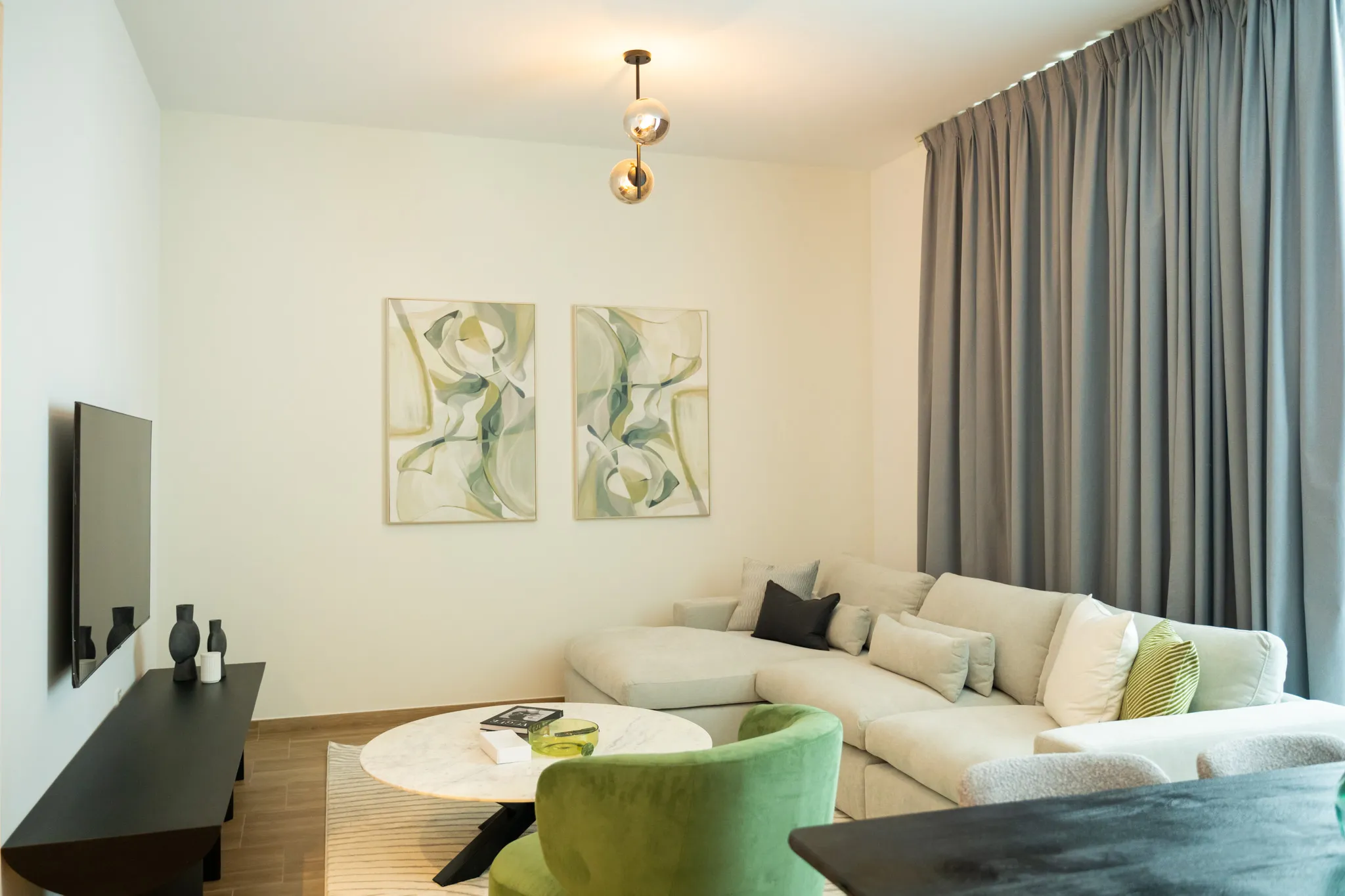 Living room with modern furniture and elegant decor