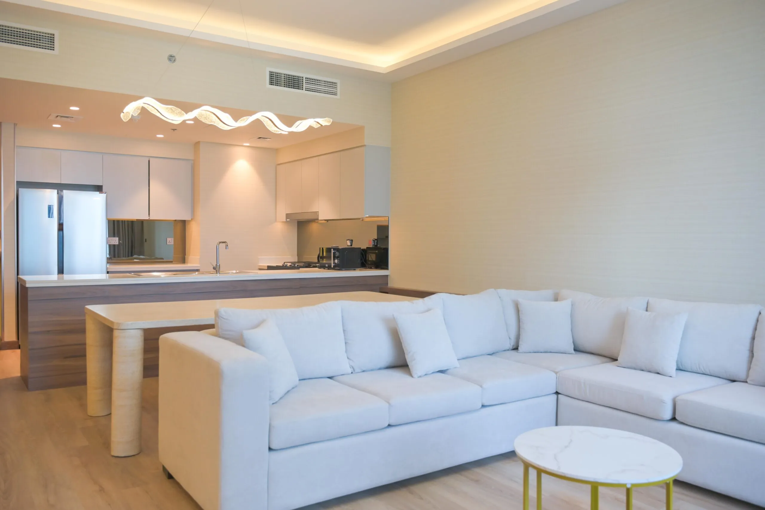 Spacious open-plan living area with contemporary design