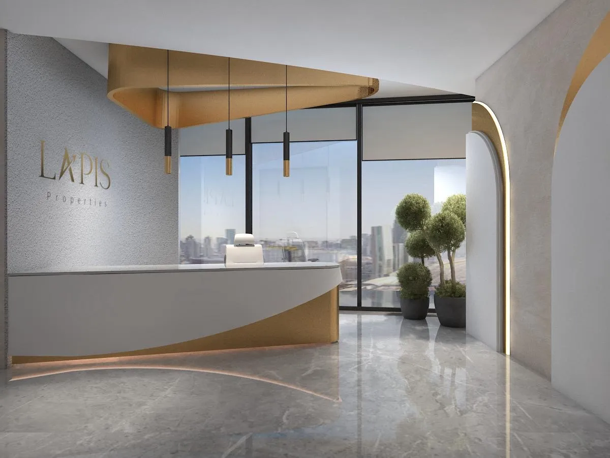 Living room with modern furniture and elegant decor